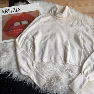 Aritzia Wilfred Cream Cropped Turtleneck Sweater